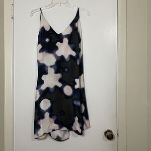 3.1 Phillip Lim silk blue ivory graphic abstract scoop back slip dress size 6